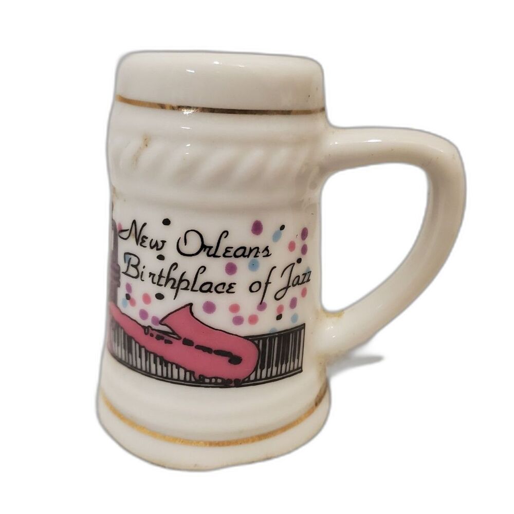 Vintage New Orleans Ceramic Mini Mug Birthplace of Jazz